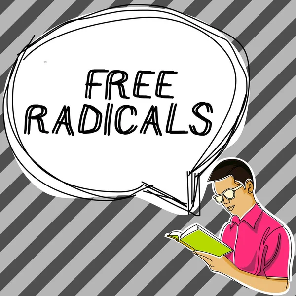 Text Sign Showing Free Radicals Word Written Produced Body Natural — Stockfoto