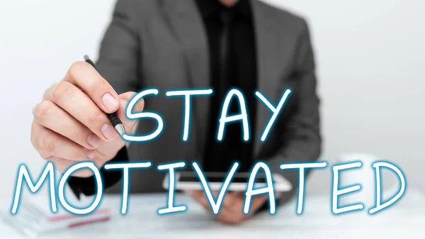 Inspiration Showing Sign Stay Motivated Business Showcase Reward Yourself Every — Stock Photo, Image