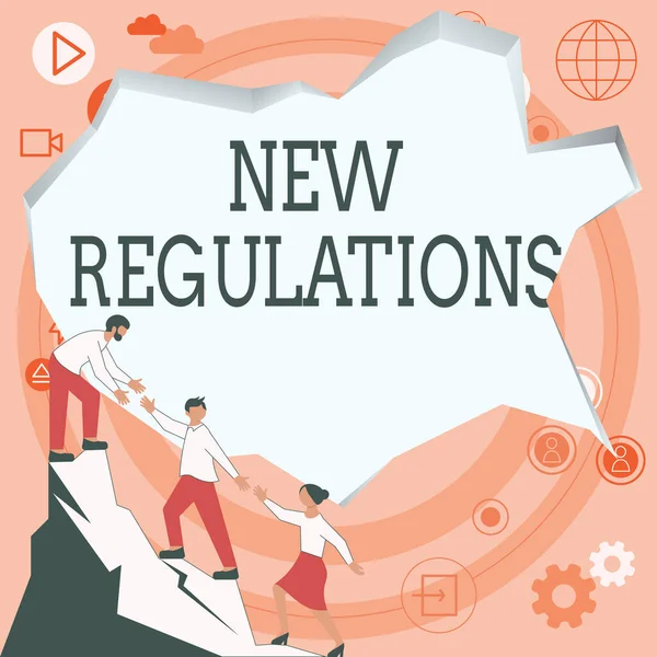 Sinal Escrita Mão Novos Regulamentos Conceito Negócio Regulamentação Que Controla — Fotografia de Stock