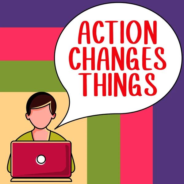 Textzeichen Mit Der Aufschrift Action Changes Things Word Doing Something — Stockfoto