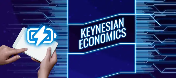Text Showing Inspiration Keynesian Economics Internet Concept Monetary Fiscal Programs — Stok fotoğraf