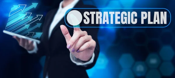 Firma Escritura Mano Plan Estratégico Enfoque Empresarial Proceso Definición Estrategia — Foto de Stock