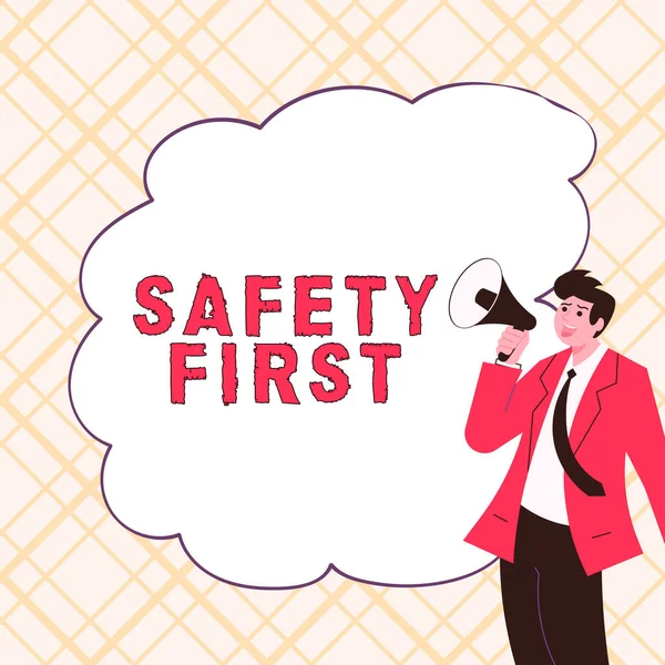 Handwriting Text Safety First Concept Meaning Avoid Any Unnecessary Risk — Stock fotografie