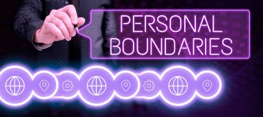 Handwriting text Personal Boundaries, Business overview something that indicates limit or extent in interaction with personality clipart