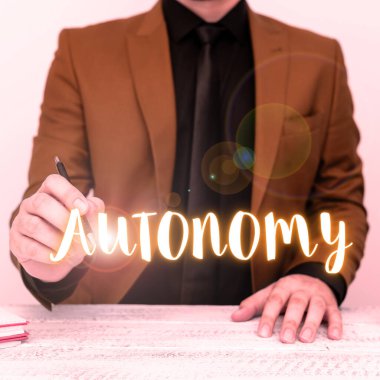 Sign displaying Autonomy, Word for vehicle that can guide itself without human conduction