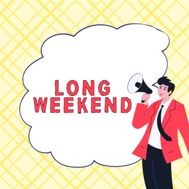 Text caption presenting Long Weekend, Business overview prolonged vacation Holiday season Relaxing Recreation time