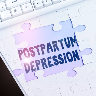 Kavramsal manşet Doğum Sonrası Depresyonu, İş Konsepti Doğumdan sonra yoğun depresyon içeren bir ruh hali bozukluğu