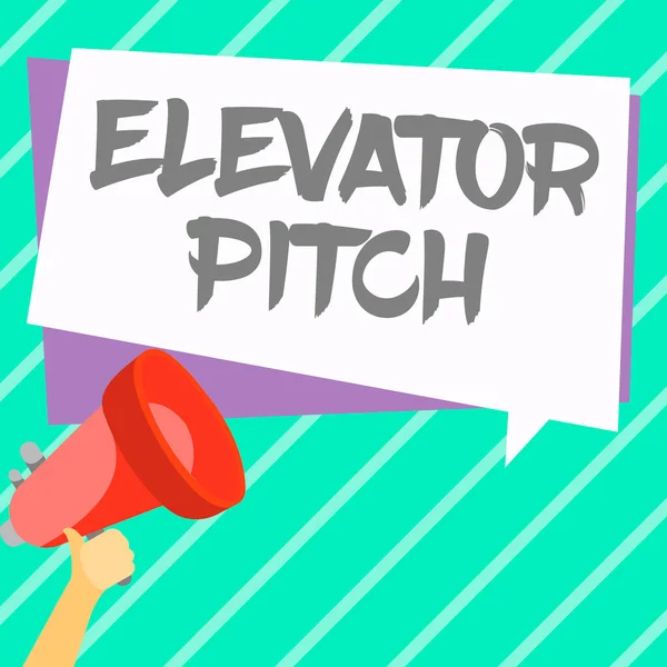 Letrero Escritura Mano Elevator Pitch Escaparate Negocios Discurso Persuasivo Sobre — Foto de Stock