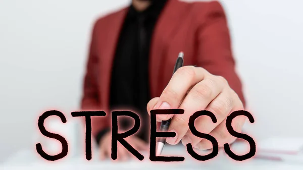 Text Rukopisu Stres Slovo Napsáno Fyzikálním Chemickém Nebo Emocionálním Faktoru — Stock fotografie