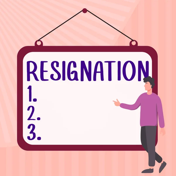 Sign Displaying Resignation Business Approach Act Giving Working Ceasing Positions — Stock Fotó