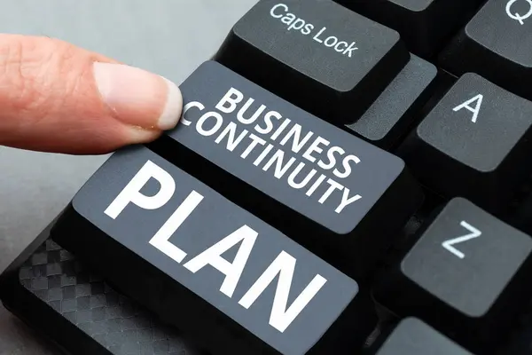 Text Caption Presenting Business Continuity Plan Business Concept Creating Systems — Fotografia de Stock