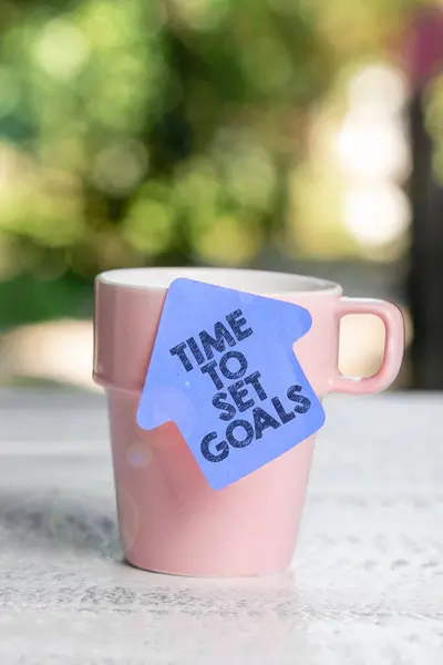 Texto Mostrando Inspiração Time Set Goals Word Written Desired Objective — Fotografia de Stock