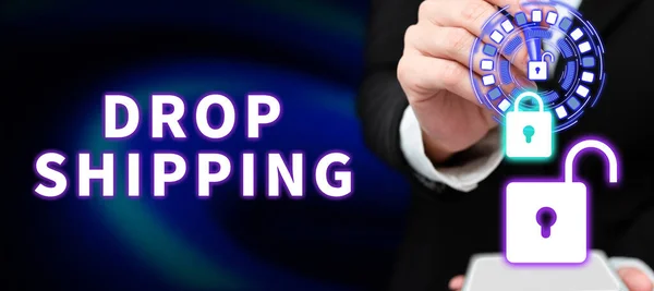 Inspiráló Szöveg Drop Shipping Üzleti Kirakat Hogy Küldjön Árut Gyártótól — Stock Fotó