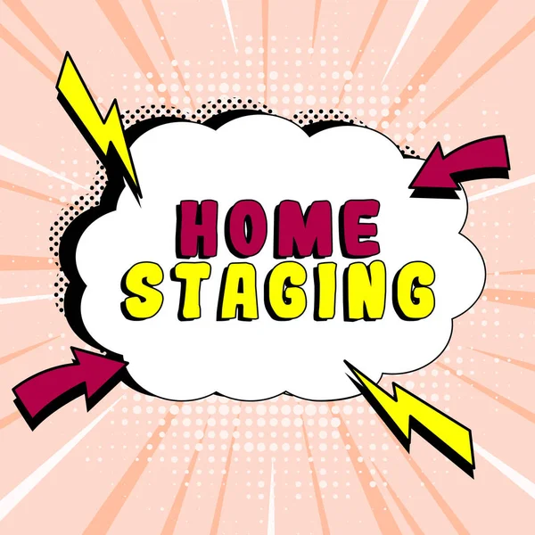 Inspiración Mostrando Signo Home Staging Palabra Para Preparación Una Residencia —  Fotos de Stock