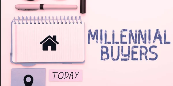 Text Sign Showing Millennial Buyers Business Idea Type Consumers Interested — Stockfoto