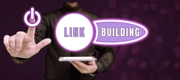 Концептуальный Дисплей Link Building Business Approach Seo Term Exchange Links — стоковое фото