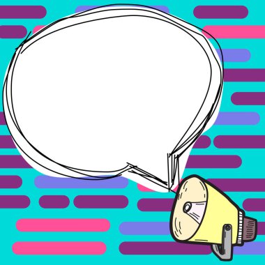 Megaphone presenting important information. Vector drawing illustration.