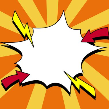 Comic Blank Speech Bubble With Copy Space And Colorful Doodles.