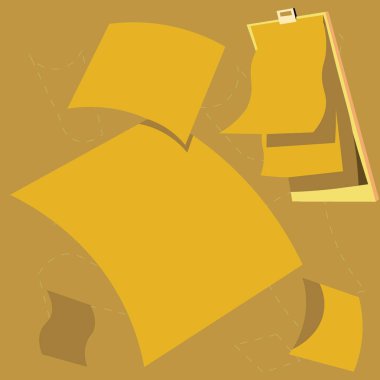 Man sitting at the table with laptop. Big white speech bubble for text overhead. Empty Dialog box on bright colored background. Vector drawing illustration.