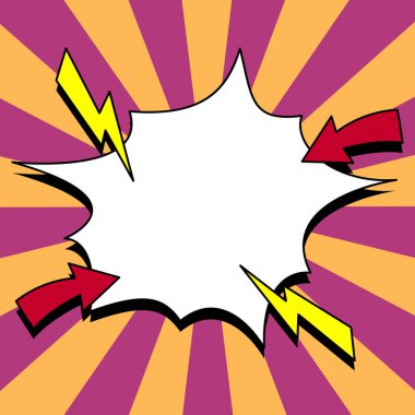 Comic Blank Speech Bubble With Copy Space And Colorful Doodles.