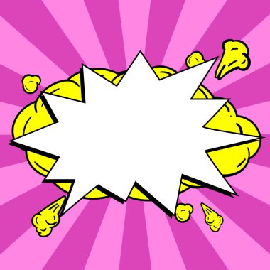 Comic Blank Speech Bubble With Copy Space And Colorful Doodles.