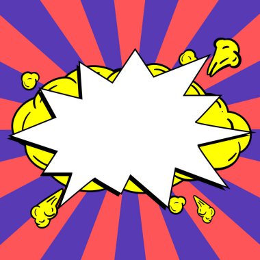 Comic Blank Speech Bubble With Copy Space And Colorful Doodles.