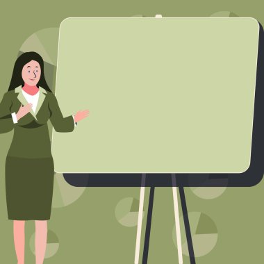 Man sitting at the table with laptop. Big white speech bubble for text overhead. Empty Dialog box on bright colored background. Vector drawing illustration.