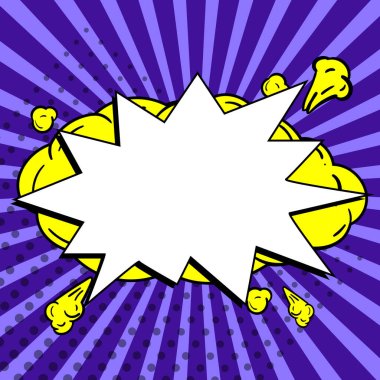 Comic Blank Speech Bubble With Copy Space And Colorful Doodles.