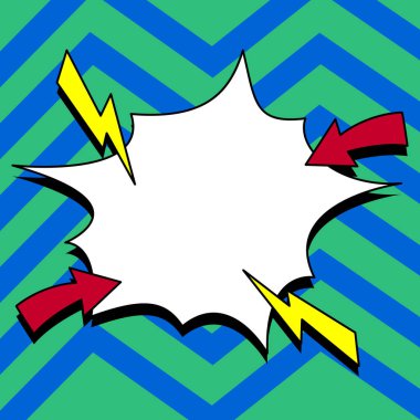 Comic Blank Speech Bubble With Copy Space And Colorful Doodles.