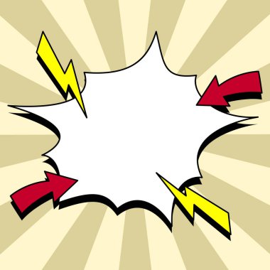 Comic Blank Speech Bubble With Copy Space And Colorful Doodles.