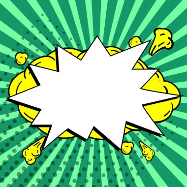 Comic Blank Speech Bubble With Copy Space And Colorful Doodles.