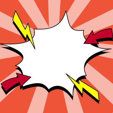 Comic Blank Speech Bubble With Copy Space And Colorful Doodles.