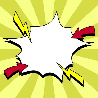 Comic Blank Speech Bubble With Copy Space And Colorful Doodles.