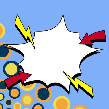 Comic Blank Speech Bubble With Copy Space And Colorful Doodles.