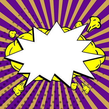 Comic Blank Speech Bubble With Copy Space And Colorful Doodles.