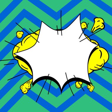 Comic Blank Speech Bubble With Copy Space And Colorful Doodles.