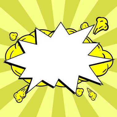 Comic Blank Speech Bubble With Copy Space And Colorful Doodles.