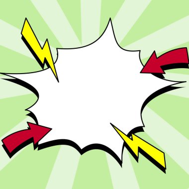 Comic Blank Speech Bubble With Copy Space And Colorful Doodles.