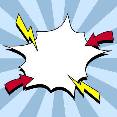 Comic Blank Speech Bubble With Copy Space And Colorful Doodles.