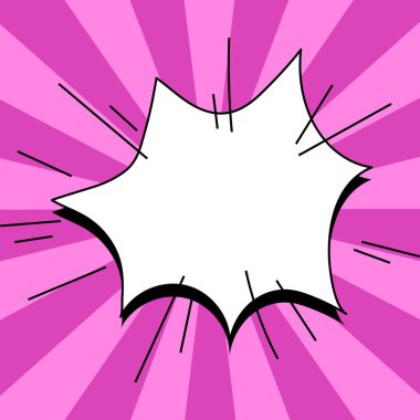 Comic Blank Speech Bubble With Copy Space And Colorful Doodles.