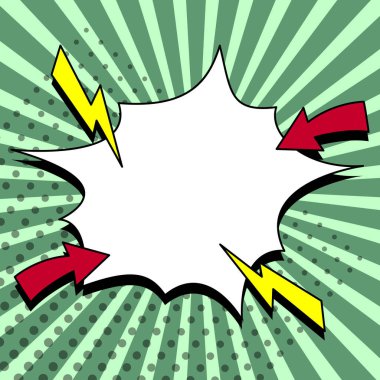 Comic Blank Speech Bubble With Copy Space And Colorful Doodles.