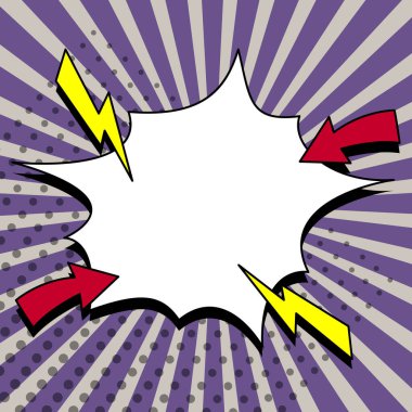 Comic Blank Speech Bubble With Copy Space And Colorful Doodles.