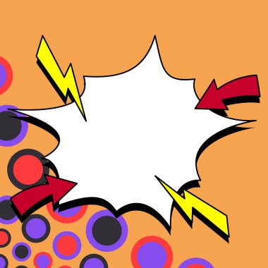 Comic Blank Speech Bubble With Copy Space And Colorful Doodles.