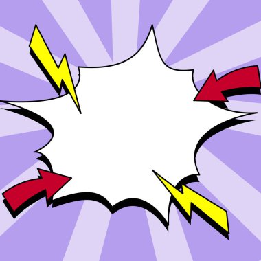 Comic Blank Speech Bubble With Copy Space And Colorful Doodles.