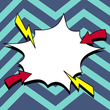 Comic Blank Speech Bubble With Copy Space And Colorful Doodles.