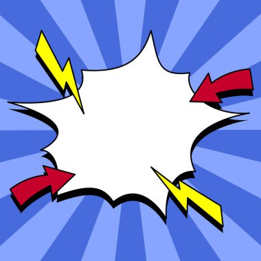 Comic Blank Speech Bubble With Copy Space And Colorful Doodles.