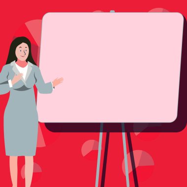 Man sitting at the table with laptop. Big white speech bubble for text overhead. Empty Dialog box on bright colored background. Vector drawing illustration.