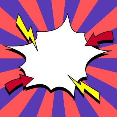 Comic Blank Speech Bubble With Copy Space And Colorful Doodles.