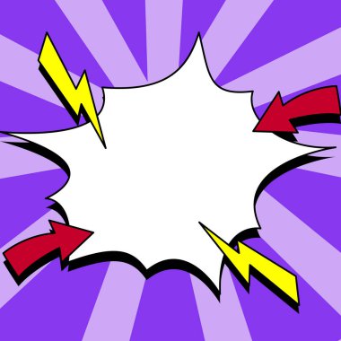 Comic Blank Speech Bubble With Copy Space And Colorful Doodles.