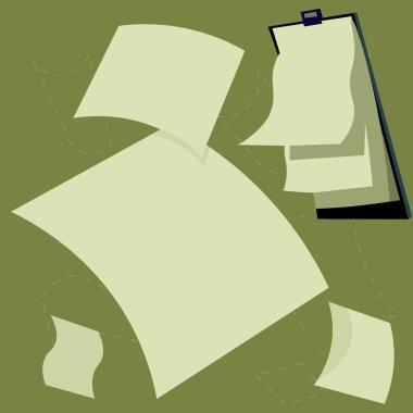 Man sitting at the table with laptop. Big white speech bubble for text overhead. Empty Dialog box on bright colored background. Vector drawing illustration.